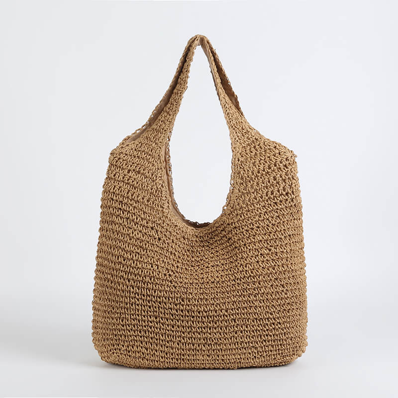 Handwoven Straw Tote Natural Beige Beach Bag - Product detail 4