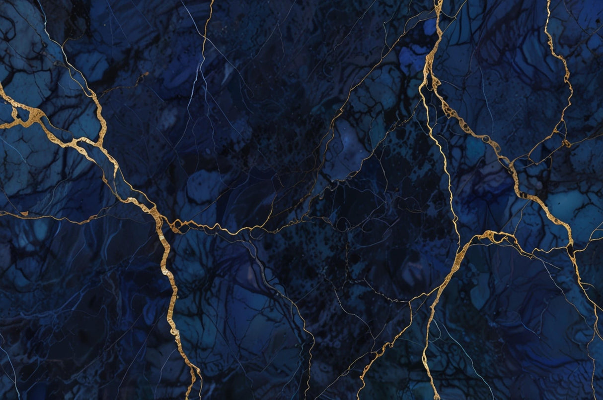Design file showing intricate detail of deep blue marble pattern with flowing gold veins
