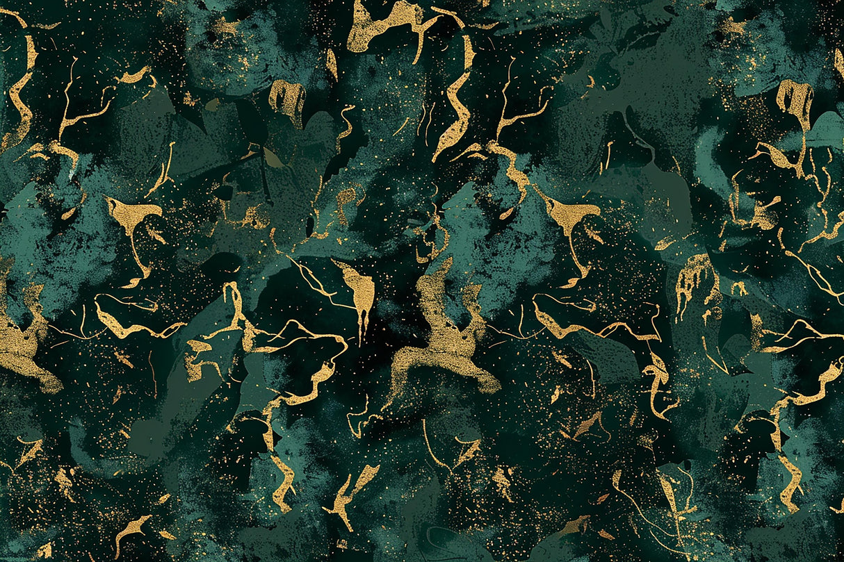 Emerald green and gold marble wallpaper design file showing intricate pattern details