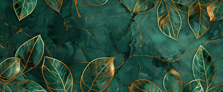 Design file showing detailed emerald marble texture with delicate gold leaf pattern