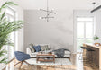 Modern marble wallpaper in a bright living room creating an elegant backdrop for minimalist furniture