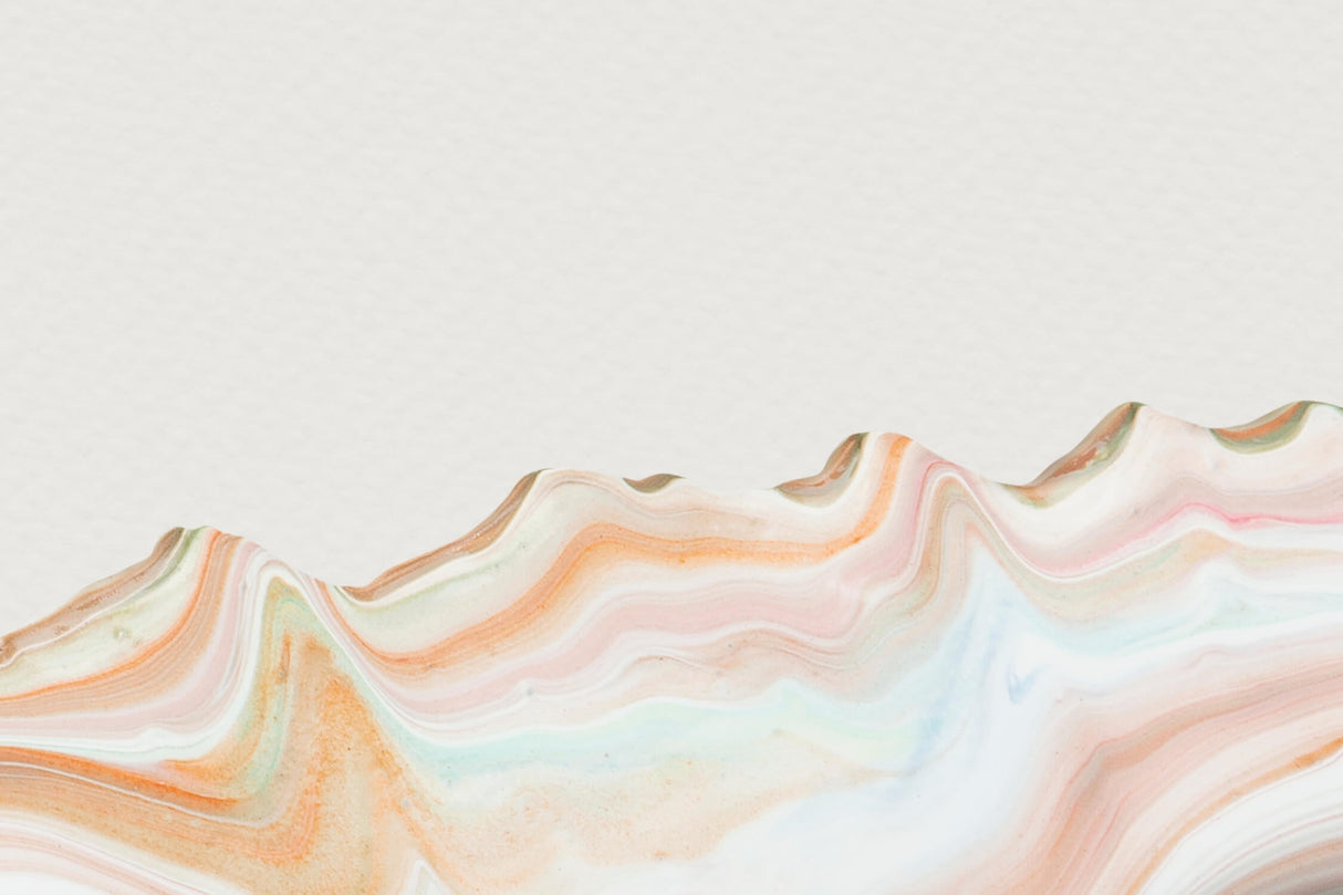 Design file showing detailed pastel marble wave pattern with soft peach and mint swirls