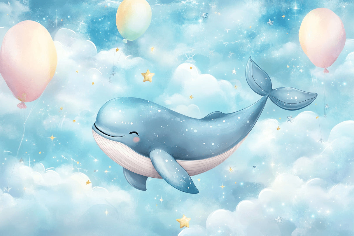 Design file of whale and stars pattern showing detailed marine illustration