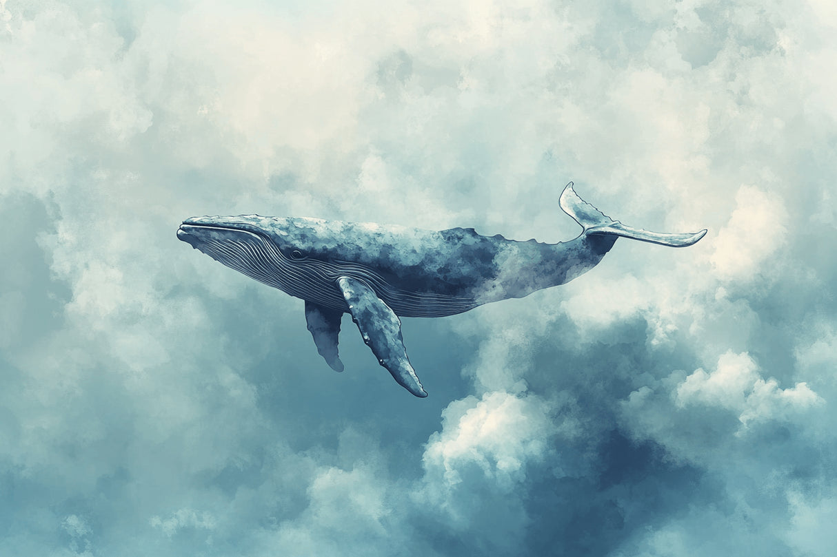 Dreamy whale and clouds design file showing intricate watercolor details and pattern