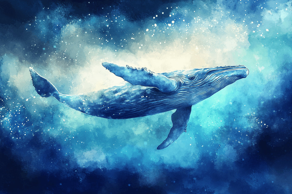 Mystical blue whale design file showing detailed ocean pattern with starry elements