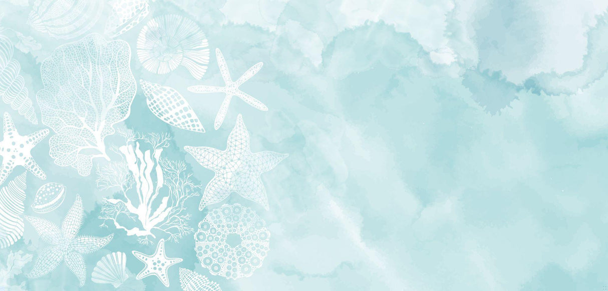 Marine life wallpaper design file showing intricate starfish and watercolor pattern details