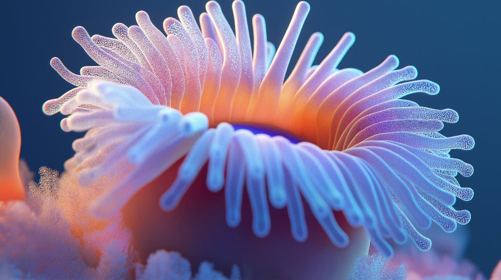 Sea anemone wallpaper design file showing detailed macro photography of translucent tentacles