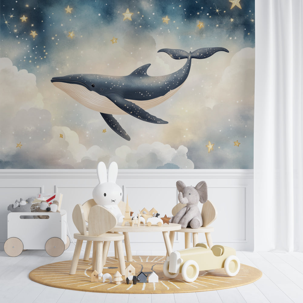 Whale constellation design making a playroom feel like an ocean fantasy