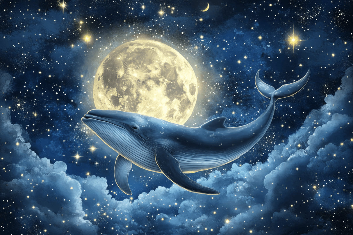 Detailed design file showing intricate whale pattern with starry night sky background