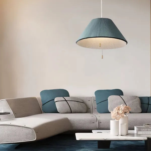 Modern Pleated Pendant Light Adjustable LED Fabric Shade - Product detail 6