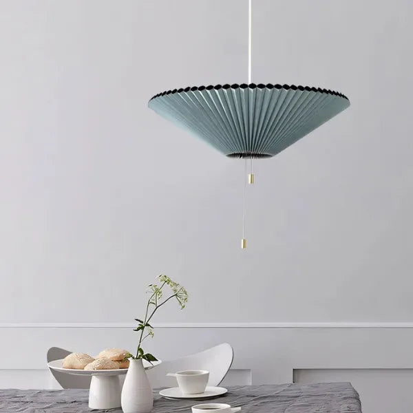 Modern Pleated Pendant Light Adjustable LED Fabric Shade - Product example