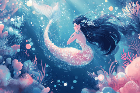 Mermaid fantasy design file showing intricate details of underwater scene and pearl accents