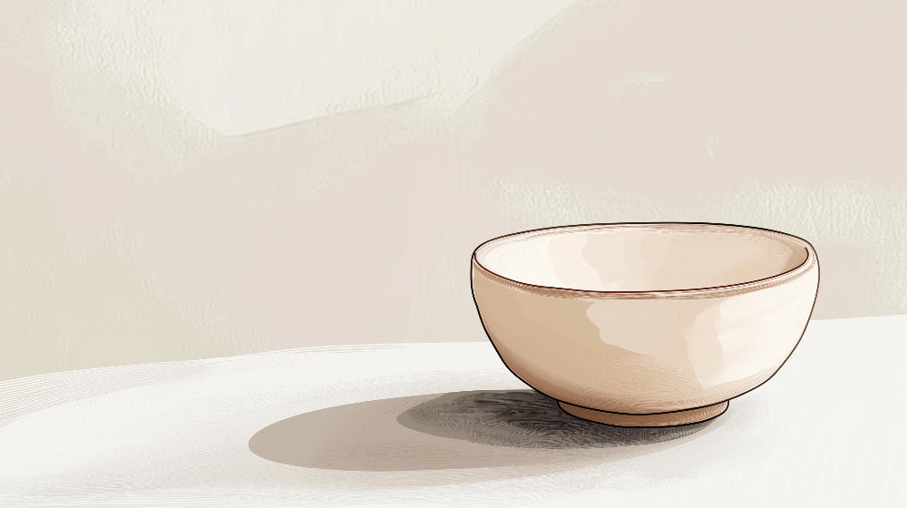 Minimalist wall mural design file showing elegant beige bowl casting gentle shadow