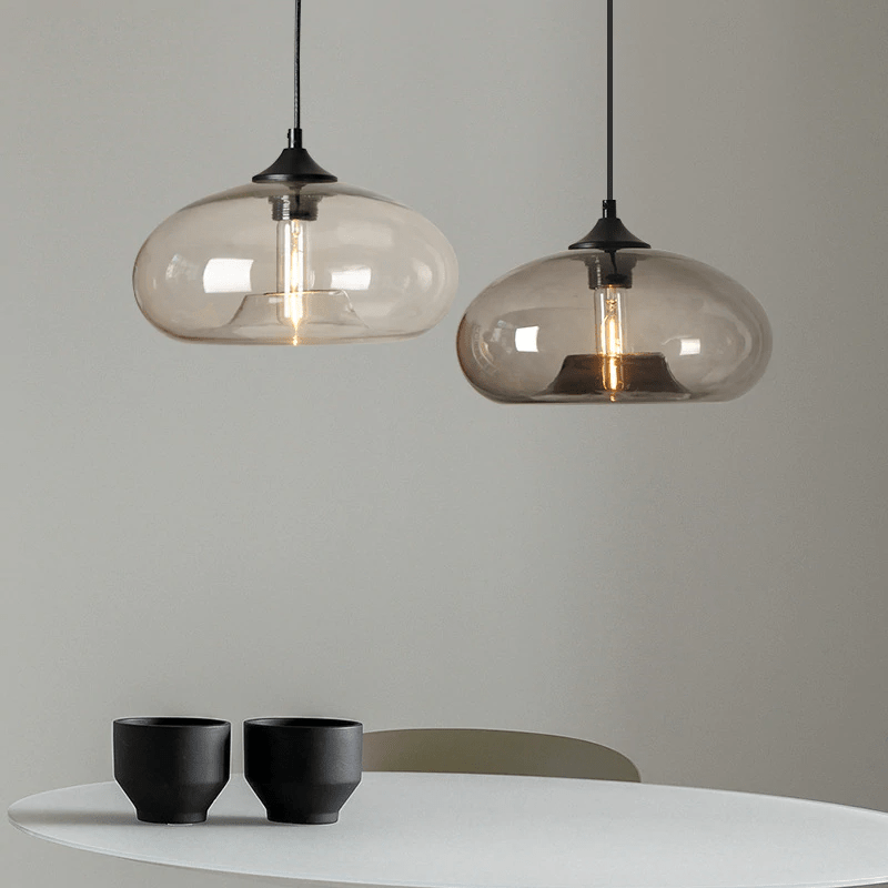 Modern Glass Pendant Light Colored Dome Shade Design - Product example