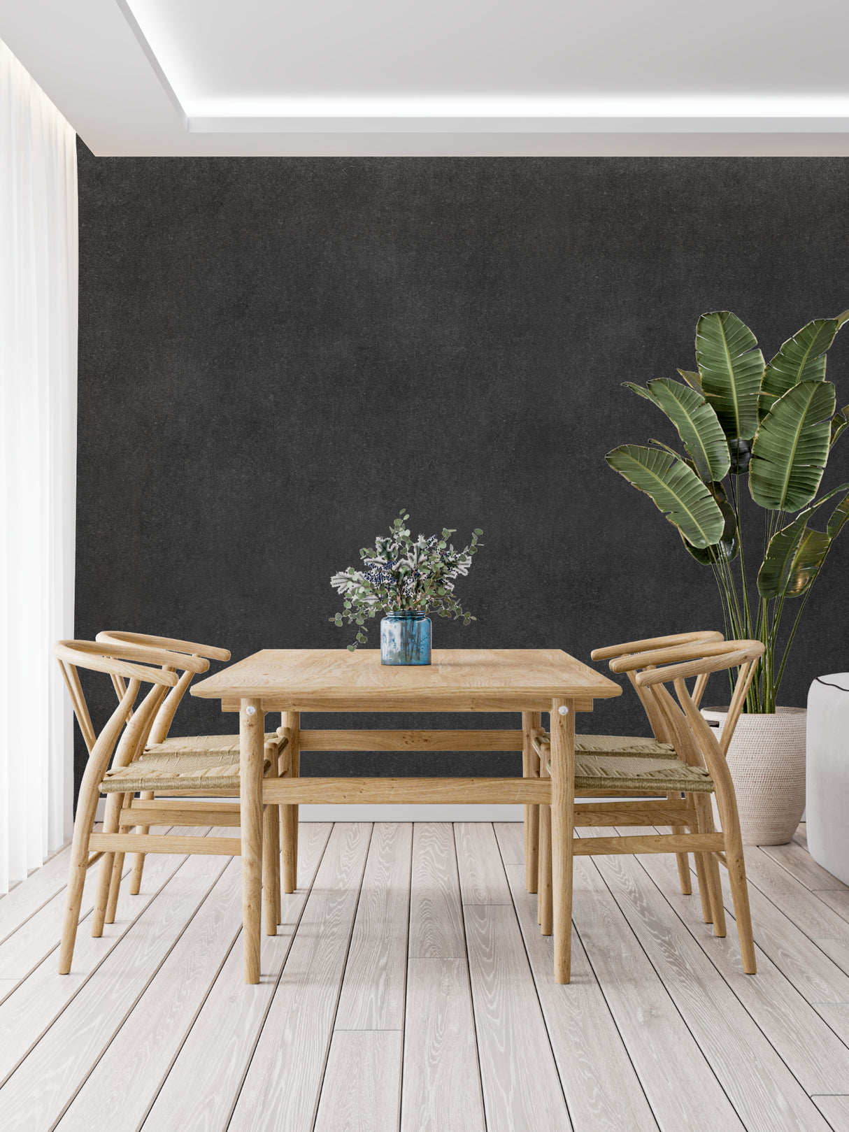 Sophisticated grey wall mural in modern home office space