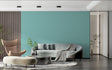 Modern mint green wallpaper in bright Scandinavian living room showing clean minimalist style