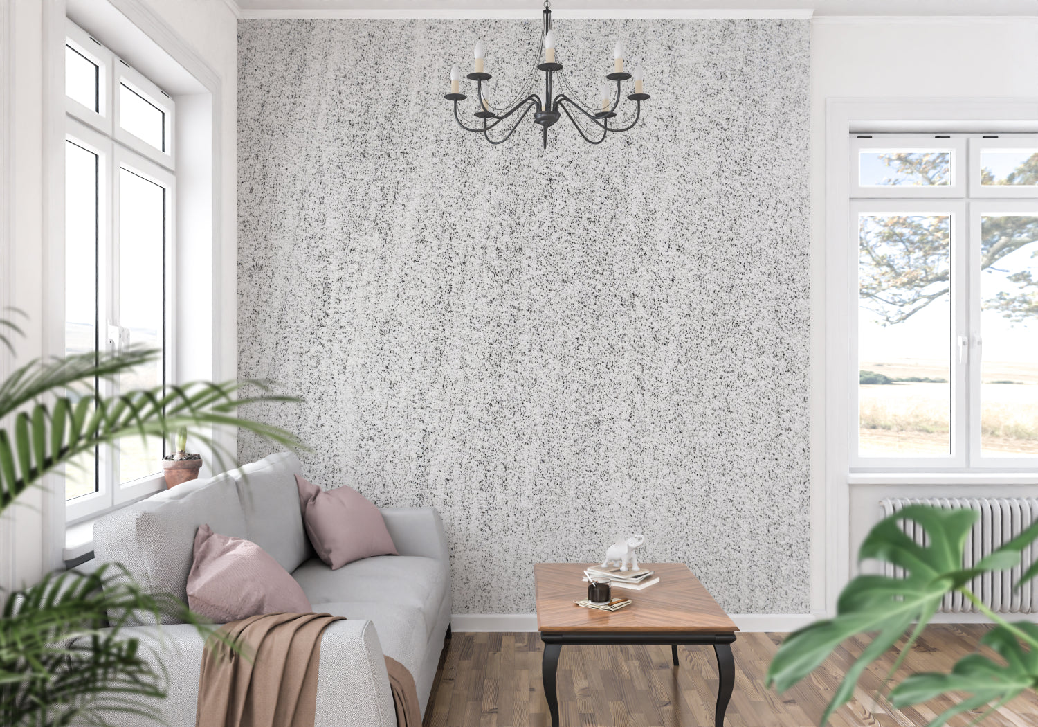 Modern grey wall design bringing texture to a dining room