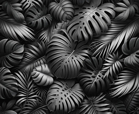 Stunning black and white Monstera leaf pattern design file showing intricate botanical details