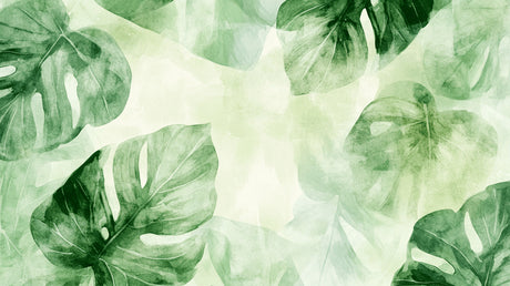 Monstera leaf wallpaper design file showing watercolor pattern detail