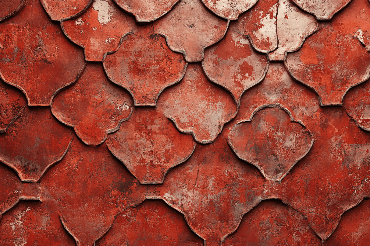 Design file showcasing intricate Moroccan geometric pattern in rich terracotta tones