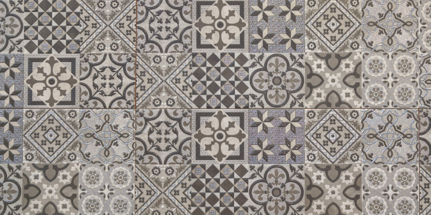Moroccan geometric tile pattern design file showing detailed grey motifs and intricate pattern layout