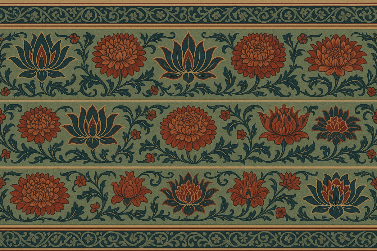 William Morris Mural Wallpaper Oriental Lotus Legacy - Wallpaper design detail 4