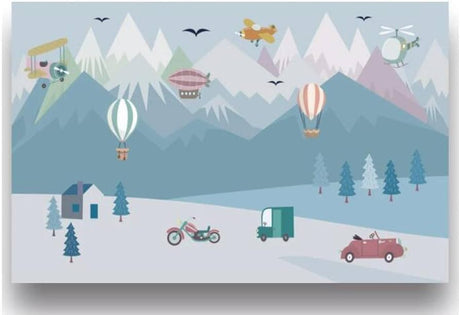 Mountain Adventure design file with hot air balloons and aircraft pattern