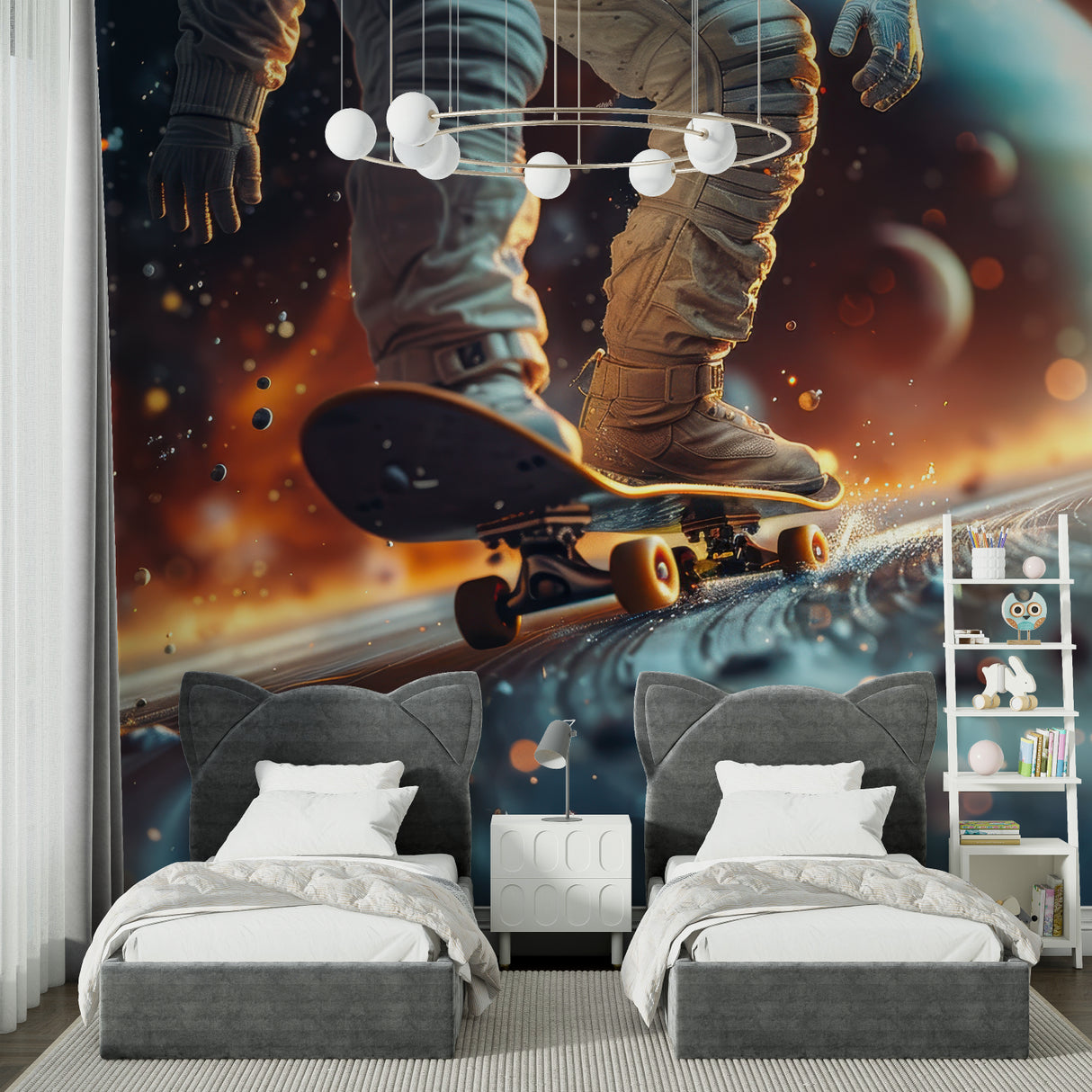 Kids mountain wallpaper creating magical atmosphere in nursery