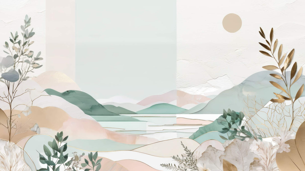 Mountain lake watercolor design file showing detailed pastel tones and artistic brushstrokes