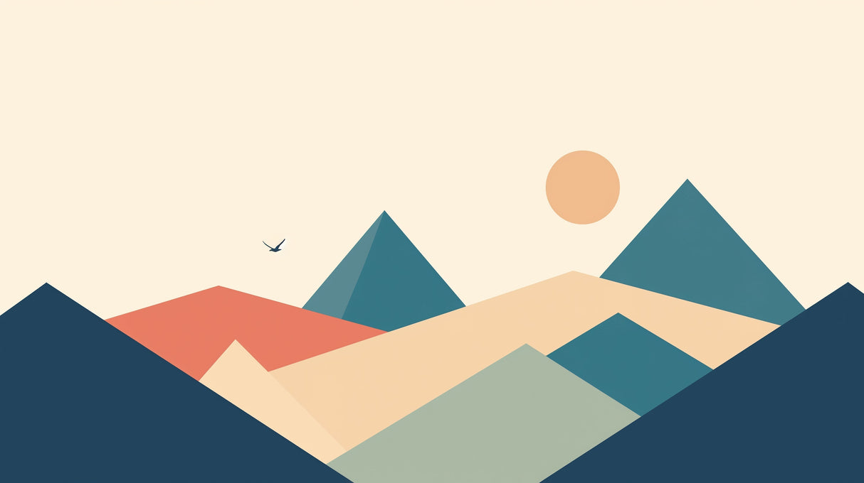 Abstract geometric mountain pattern design file with sunset colors and clean lines