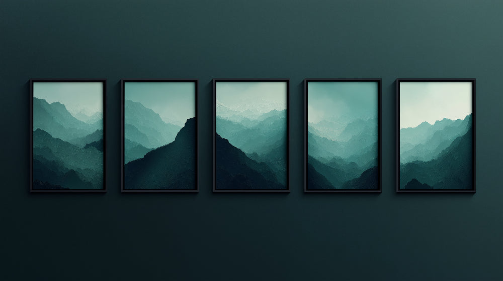 Mountain wallpaper design file showing seamless green gradient landscape pattern