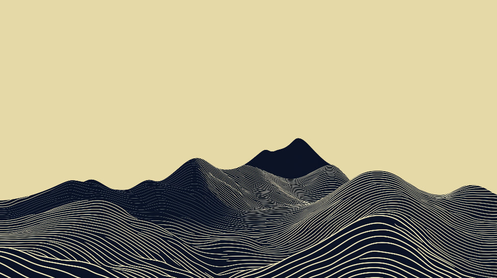 Abstract mountain wallpaper design file showing flowing linear wave pattern in black and beige