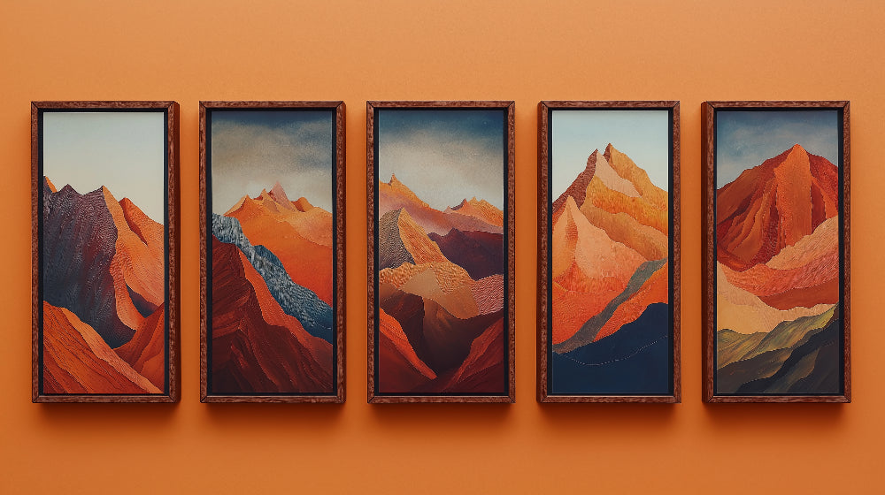 Abstract terracotta mountain peak design file showing detailed pattern and color transitions