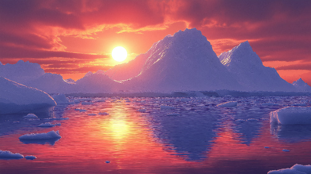 Arctic mountain wallpaper design file showing detailed sunset peaks and glacier pattern