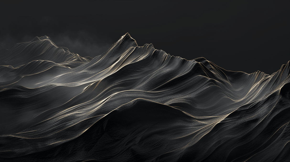 Black and gold mountain peaks design file showing full pattern detail