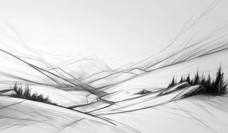 Mountain sketch design file showing detailed black and white pattern of peaks and valleys
