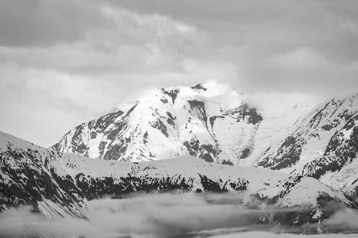 Mountain peak design file showing detailed black and white snow-covered mountain range pattern