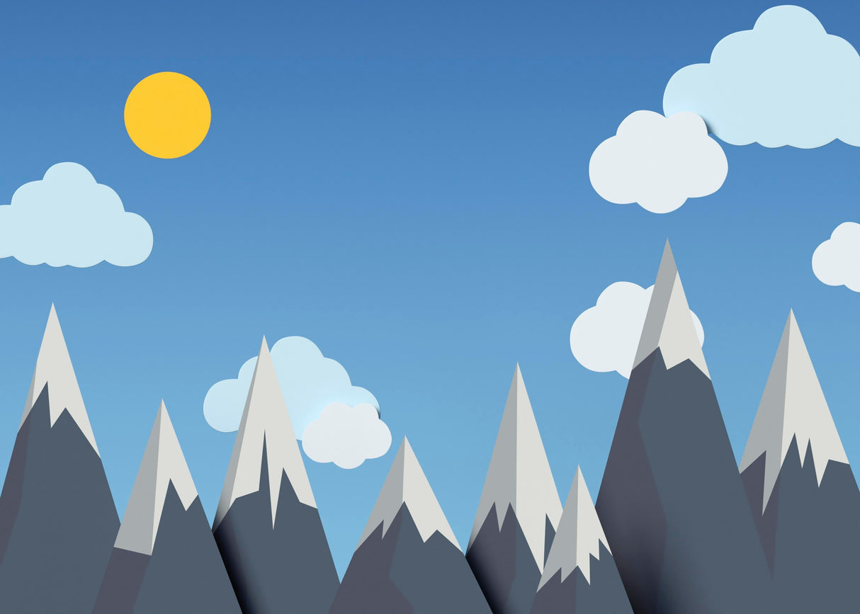 Mountain peak wallpaper design file showing detailed blue sky and stylized peaks pattern