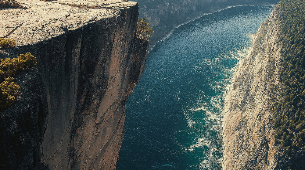 Coastal cliff wallpaper design file showing detailed rock textures and turquoise ocean view