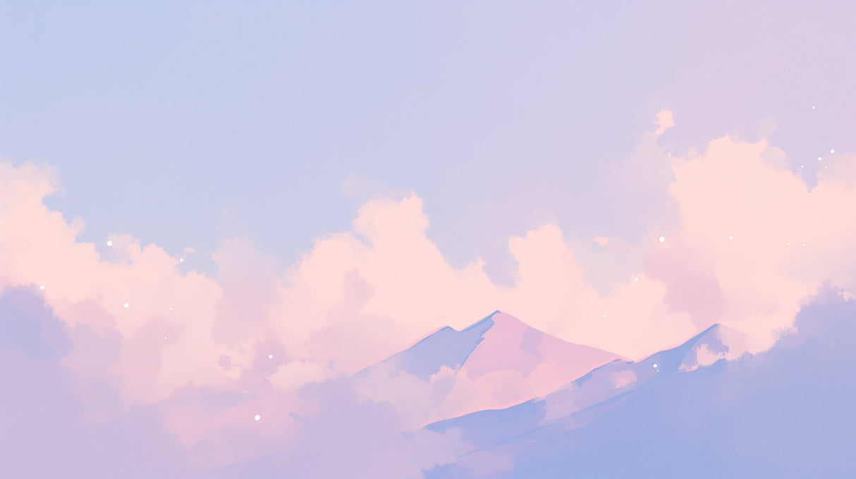 Mountain peaks design file showing detailed pastel sunset colors and misty peaks pattern