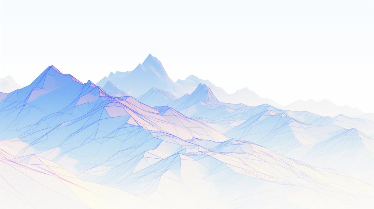 Geometric mountain pattern design file showing abstract peaks in soft blues and pinks