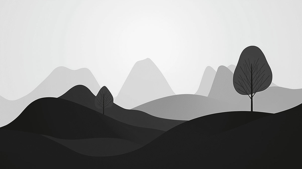 Mountain wallpaper design file showing detailed black and grey gradient landscape pattern