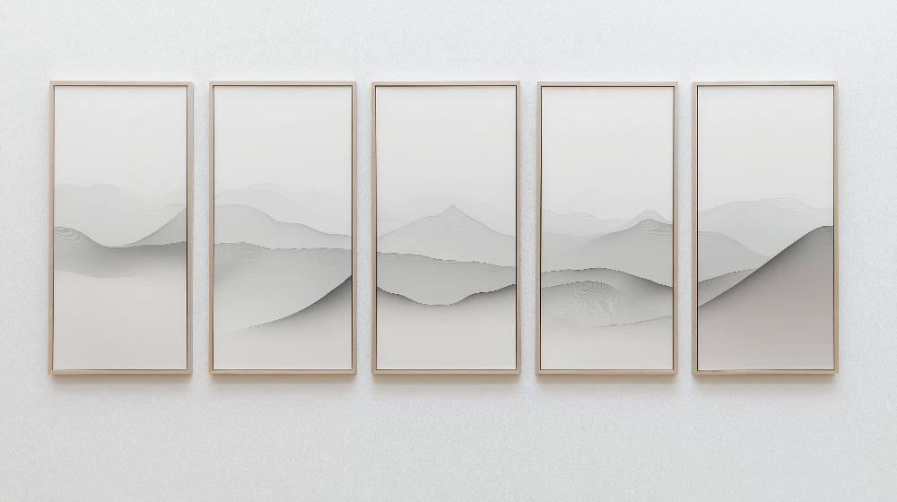 Minimalist Mountain Wallpaper design file showing abstract gray peaks and misty landscape pattern