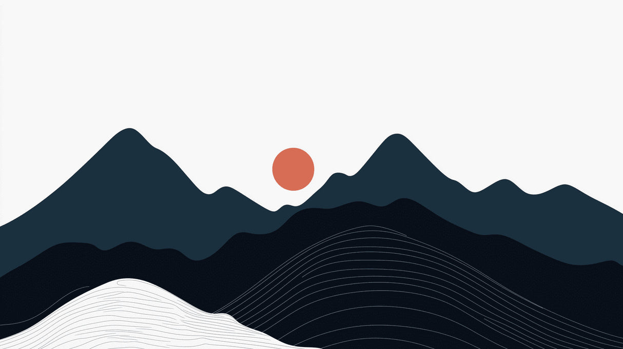 Mountain mural design file showing detailed geometric peaks and sunset pattern