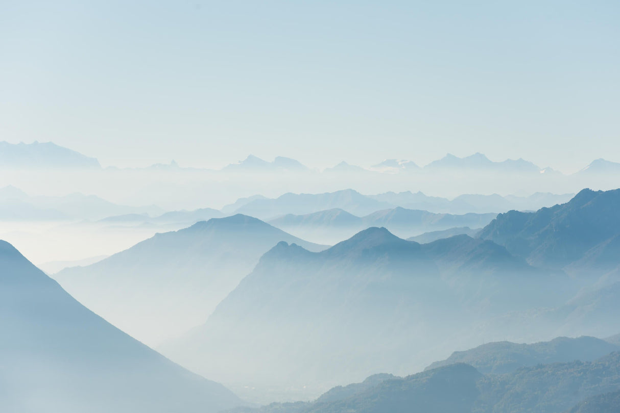 Mountain wallpaper design file showing full misty blue watercolor pattern