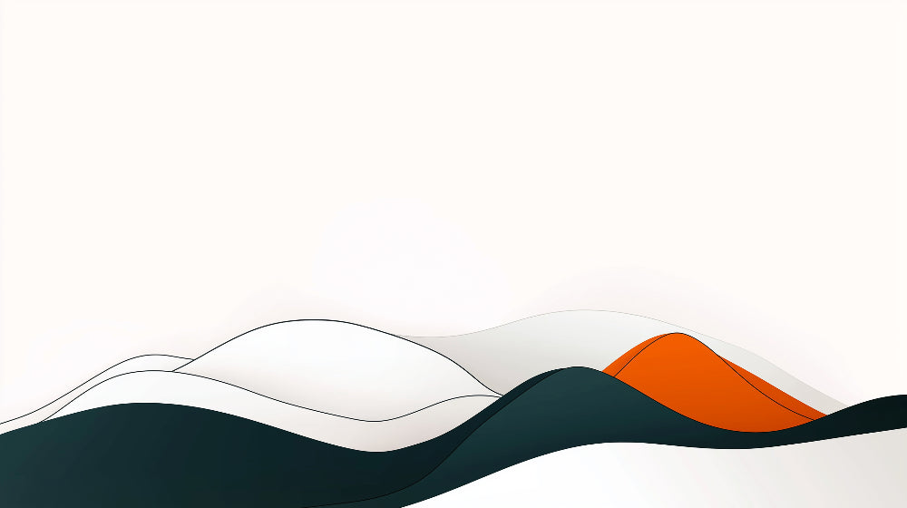 Abstract mountain line art design file showing flowing peaks and orange accent