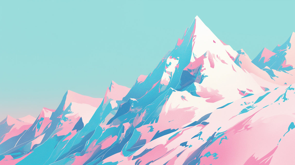 Pastel mountain peaks design file showing the full pattern of abstract peaks in pink and blue