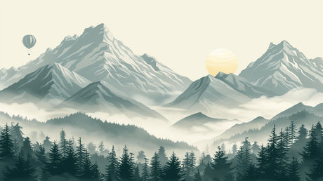 Mountain peaks design file showing detailed misty landscape pattern
