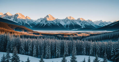 Mountain landscape design file showing full pattern and sunset color details