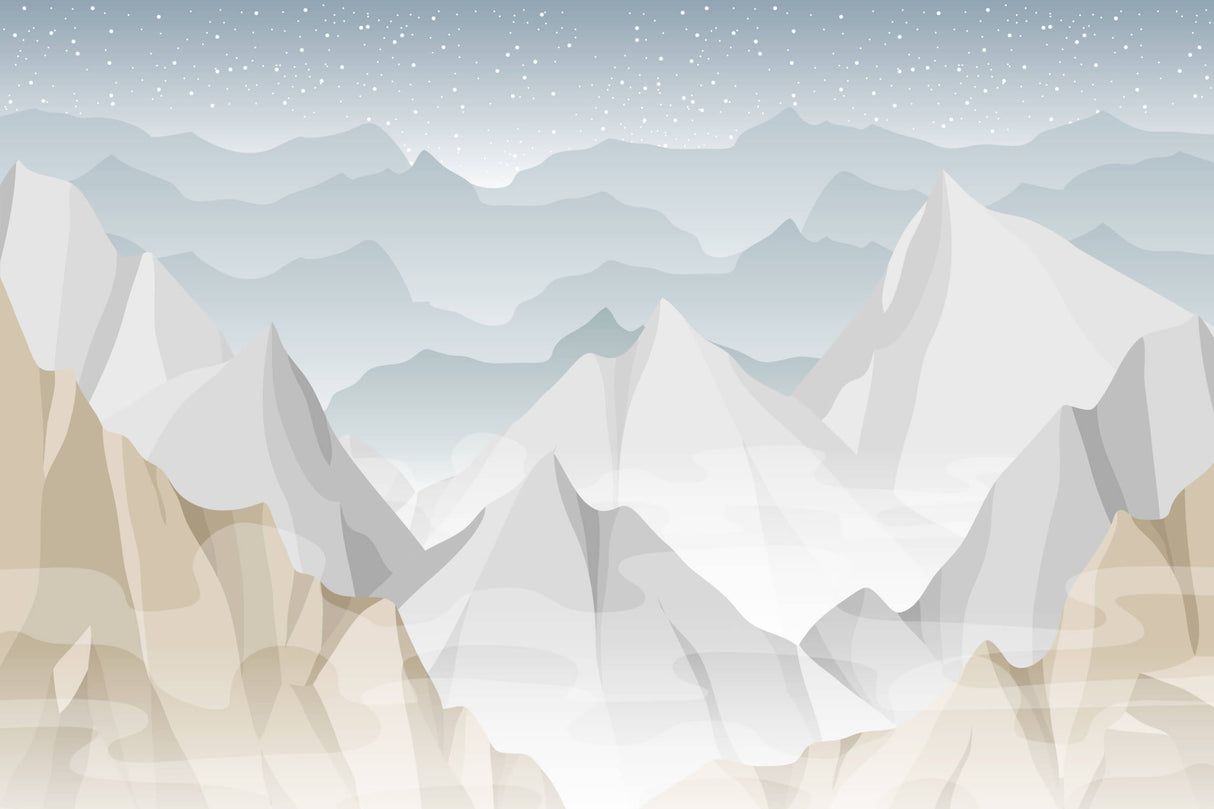 Mountain landscape wallpaper design file showing detailed starry night pattern and peaks